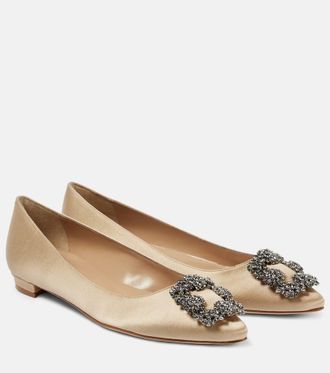 Manolo Blahnik Hangisiflat 70 embellished satin ballet flats