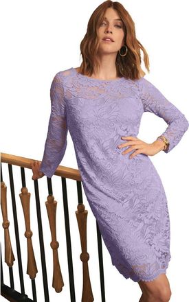 Jessica London Stretch Lace Shift Dress in Pale Lilac at Nordstrom, Size 32