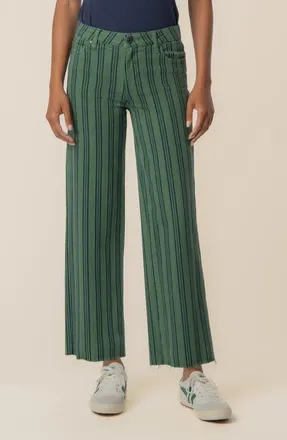 Kut from the Kloth Stripe Stripe High Waist Wide Leg Jeans in Matcha Green at Nordstrom, Size 16