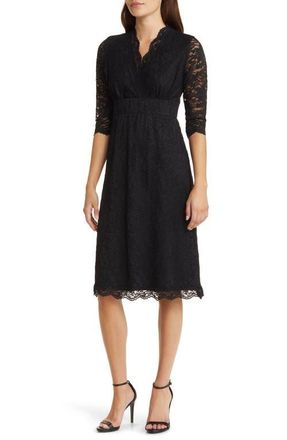 Kiyonna Scalloped Boudoir Lace Cocktail Dress in Onyx at Nordstrom, Size X-Large