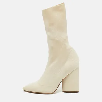 Yeezy by Kanye West Yeezy Beige Knit Fabric Season 4 Sock Boots