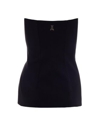 Patrizia Pepe Womens Bustier Crepe With Buttons Black Main Fabric: Polyester Tops Top
