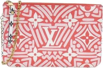 Louis Vuitton Pre-owned LV Crafty Pochette Double Zip Coated Canvas Schoudertas - Dames - Vintage Clutch - Rood - ONE Size - Vintage