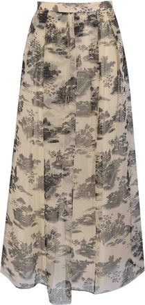 Max Mara Msesabbia Skirt In Printed Silk Organza