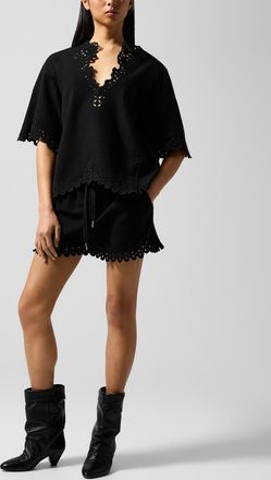 Isabel Marant Womens Balyme pure cotton embroidered short