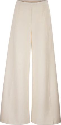 Max Mara Mxpnigella Scuba Jersey Broek - Dames - Wijde Broeken - Beige - XS - Broeken