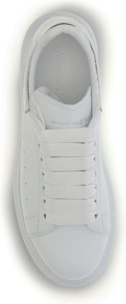Alexander McQueen Womens Leather Sneakers White-Silver Trainers White/silver