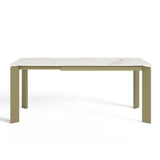 Sia Home Mesa extensible 6-8 personas cer&aacute;mica efecto m&aacute;rmol blanco 140 cm