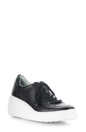 FLY London Derk Platform Wedge Sneaker in 001 Black at Nordstrom, Size 10-10.5Us