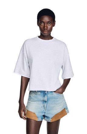 Sandro T-shirt with contrasting trim in Grey at Nordstrom, Size X-Small