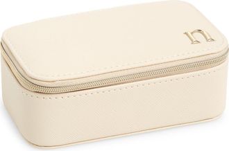 Nordstrom Initial Rectangular Jewelry Box in N- Cream- Gold at Nordstrom