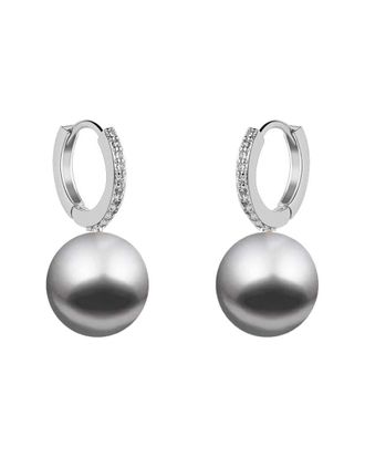Liv Oliver 18K Plated 12Mm Pearl Cz Drop Earrings