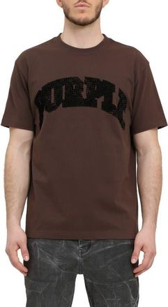 Purple Flocked Logo Heavyweight Cotton Graphic T-Shirt in Black at Nordstrom, Size Xx-Large