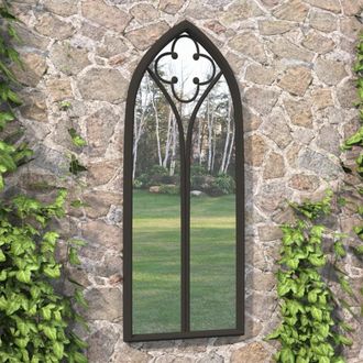 Berkfield Home Garden Mirror Black 70x30 cm Iron for Outdoor Use