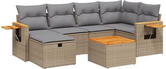 vidaXL Juego De Sof&aacute;s Jard&iacute;n Con Cojines Beige Mezcla 7 Pzas Rat&aacute;n Pe Vidaxl