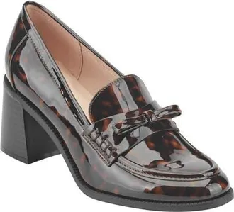 Bandolino Kaynei Faux Leather Loafer Pump in Natural Tortoise Patent at Nordstrom, Size 8.5