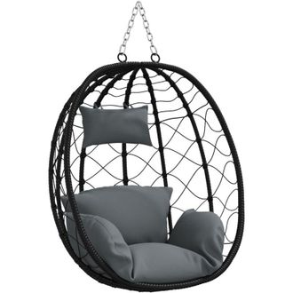 vidaXL Hanging Egg Chair Anthracite 91.5 x 60 x 110 cm Poly Rattan vidaXL