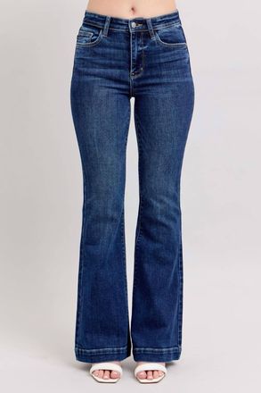 Judy Blue High Waist Trouser Flare Jeans In Medium Wash