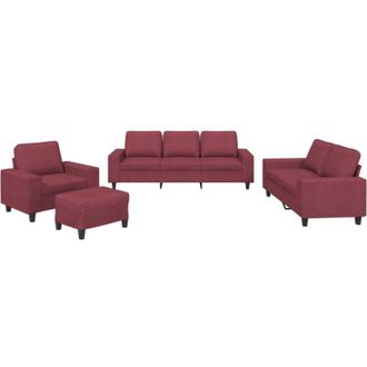 vidaXL Juego De Sof&aacute;s 4 Piezas Tela Rojo Tinto Vidaxl