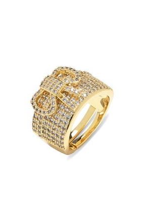 Eye Candy Los Angeles Kaya Bow Cubic Zirconia Statement Ring in Gold at Nordstrom Rack