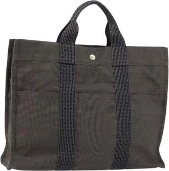 Herm&egrave;s Pre-owned Tote Bags, female, Gray, Size: ONE SIZE Pre-owned Vintage Canvas Tote Bag