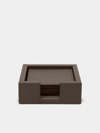 Giobagnara Tao Leather Coasters with Holder (Set of 6)
