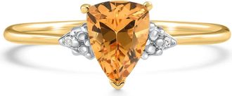 Pompeii3 Diamond & Trillion Citrine Yellow Gold Ring Size: 9