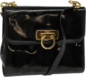 Ferragamo Pre-owned Shoulder Bags, female, Black, Size: ONE SIZE Pre-owned Enamel Shoulder Bag