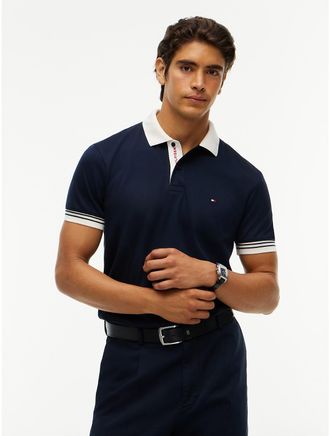 Tommy Hilfiger Mens Regular Fit Tipped Smooth Cotton Polo - Navy Blue - XXL