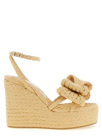 Mach & Mach Beige Raffia Wedge Womens Sandals
