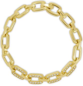 Sterling Forever 14K Plated Cz Fiona Statement Chain Bracelet