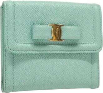 Ferragamo Tweedehands leren portemonnees - Dames - Vintage Accessoires - Blauw - ONE Size - Leer - Vintage