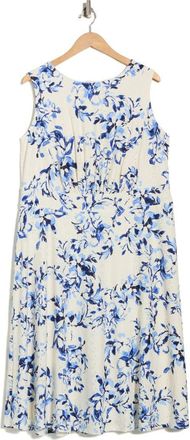 London Times Sleeveless Midi Dress in Ivory/Blue at Nordstrom Rack, Size 18W