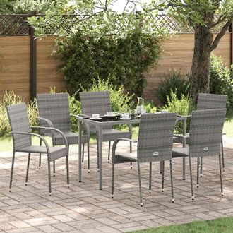 vidaXL Vidaxl - Sillas De Jard&iacute;n Apilables 6 Unidades Rat&aacute;n Sint&eacute;tico Gris