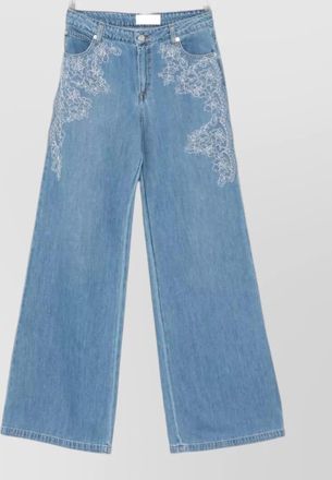 Ermanno Scervino floral embroidery wide leg denim trousers