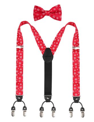 Alizeal Mens Christmas Elastic and Adjustable Braces and Novelty Bow tie Set, 083-017