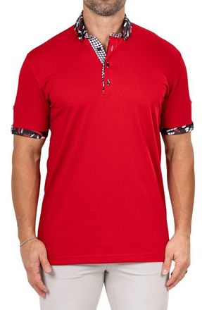 Maceoo Newton Marthyr0027 Red Button-Down Piqu&eacute; Polo at Nordstrom, Size 4