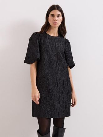Phase Eight Jacquard Round Neck Mini Dress in Black at Nordstrom, Size 14