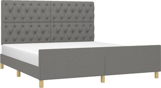 vidaXL Cama Sin Colch&oacute;n De Tela Gris Oscuro 160x200 Cm Vidaxl