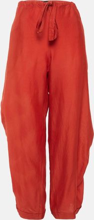 Sonia Rykiel Red Cotton Blend Drawstring Trousers