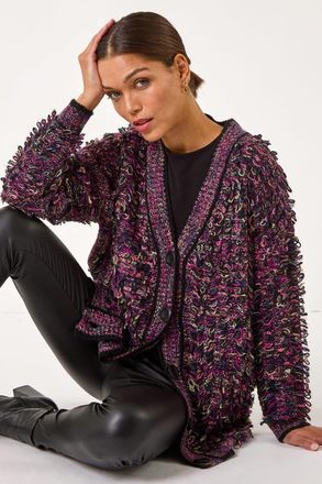 Roman Loop Knit Button Cardigan
