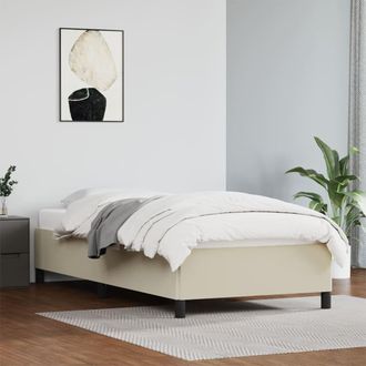 vidaXL Estructura De Cama Sin Colch&oacute;n Cuero Sint&eacute;tico Crema 90x190 Cm Vidaxl