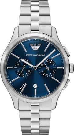Emporio Armani Chronograph Bracelet Watch, 42mm in Silver/blue at Nordstrom