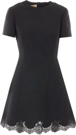 Valentino Jurk met kanten rand - Dames - Korte kleedjes - Zwart - M - Wol - Kleedjes