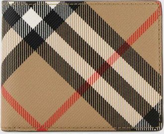 Burberry Portafoglio bifold in misto cotone con fantasia Vintage check