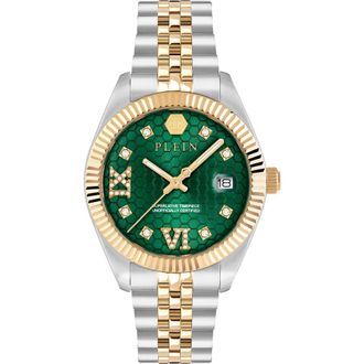 Philipp Plein Date Superlative Bracelet Watch, 34mm in Green Two Tone at Nordstrom