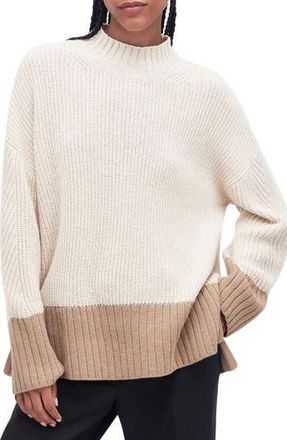 Barbour Elsa Cotton & Wool Blend Funnel Neck Sweater in Lt Fawn at Nordstrom Rack, Size 10 Us / 14 Uk