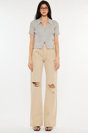 Kancan Montana Ultra High Rise 90s Flare Jeans in Taupe at Nordstrom, Size 25