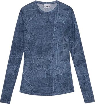Ganni Tops, Dames, Blauw, M, Denim, Longsleeve 4049