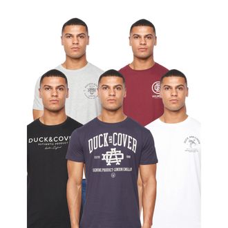 Duck and Cover Mens Klapstar Assorted Designs T-Shirt (Pack of 5) (Multicoloured) - Green Cotton - Size Small